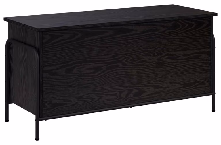 Contenitore portaoggetti nero, finitura effetto legno di quercia, dimensioni 80 x 40 x 49,5 cm