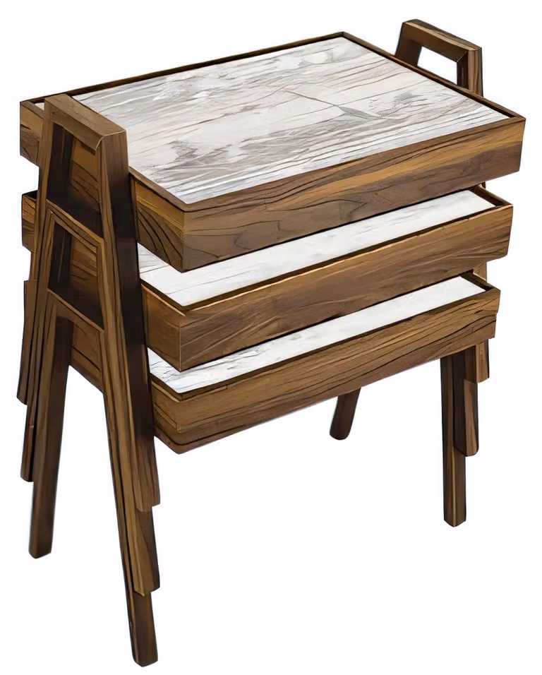 Elegantes graues Couchtisch-Set aus Holz im modernen Stil