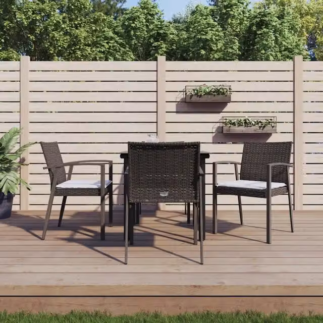 Set Pranzo da Giardino 5pz con Cuscini in Polyrattan e Acciaio 3186986