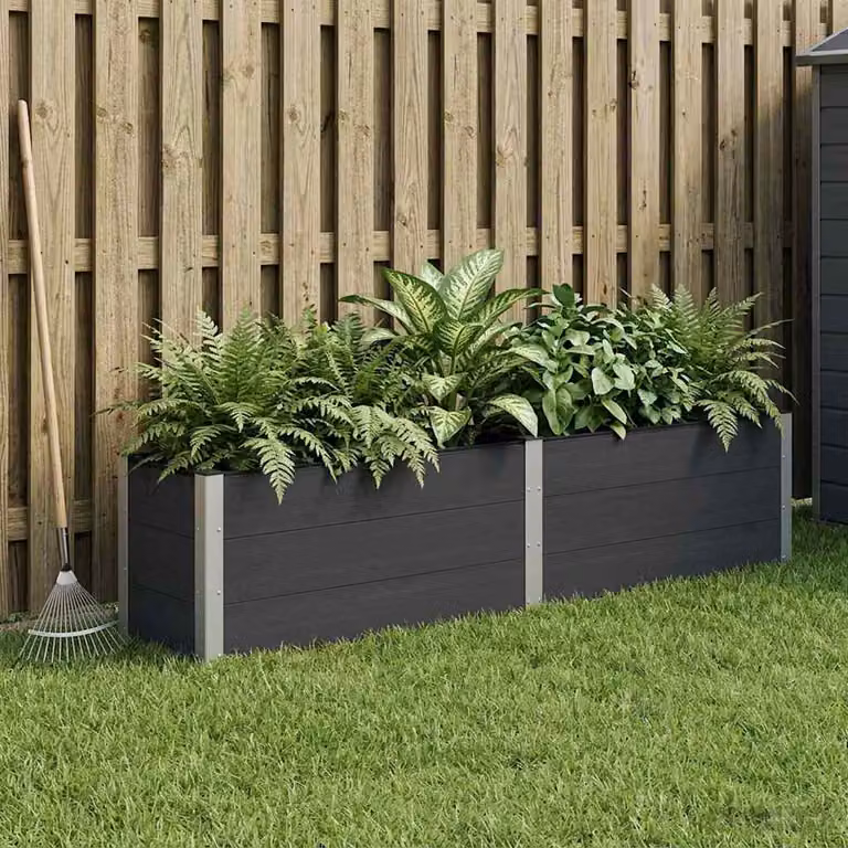 Letto rialzato da giardino vidaXL in WPC e alluminio, Nero, L 250 x P 50 x H 54 cm