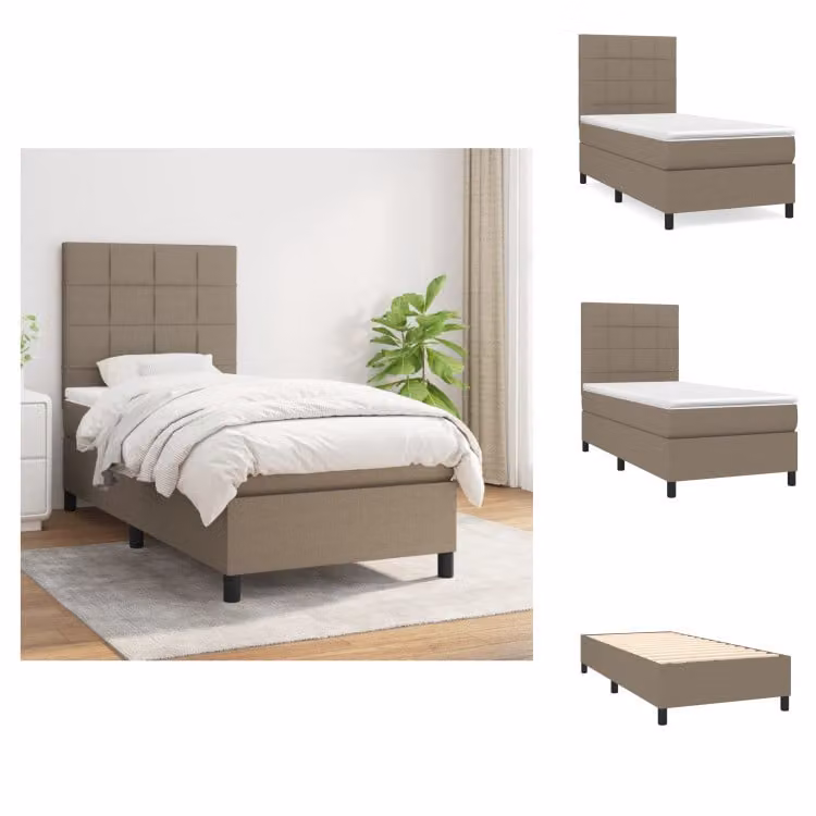 vidaXL Letto a molle con materasso Taupe 80x200 cm in tessuto - Letti e strutture letto