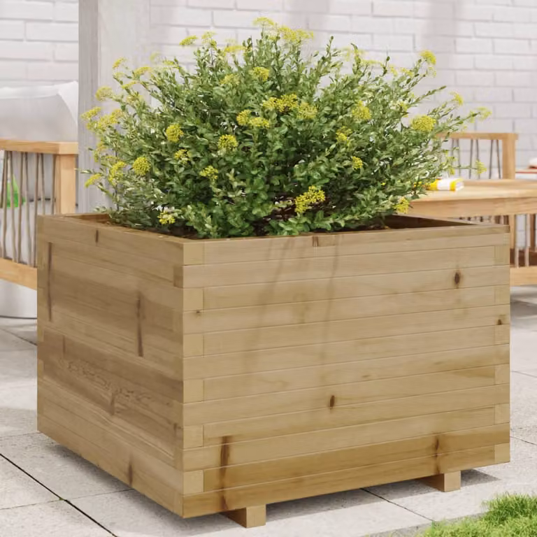 vidaXL Fioriera da Giardino in Legno di Pino Impregnato Marrone L: 70 cm, P: 70 cm, H: 49,5 cm