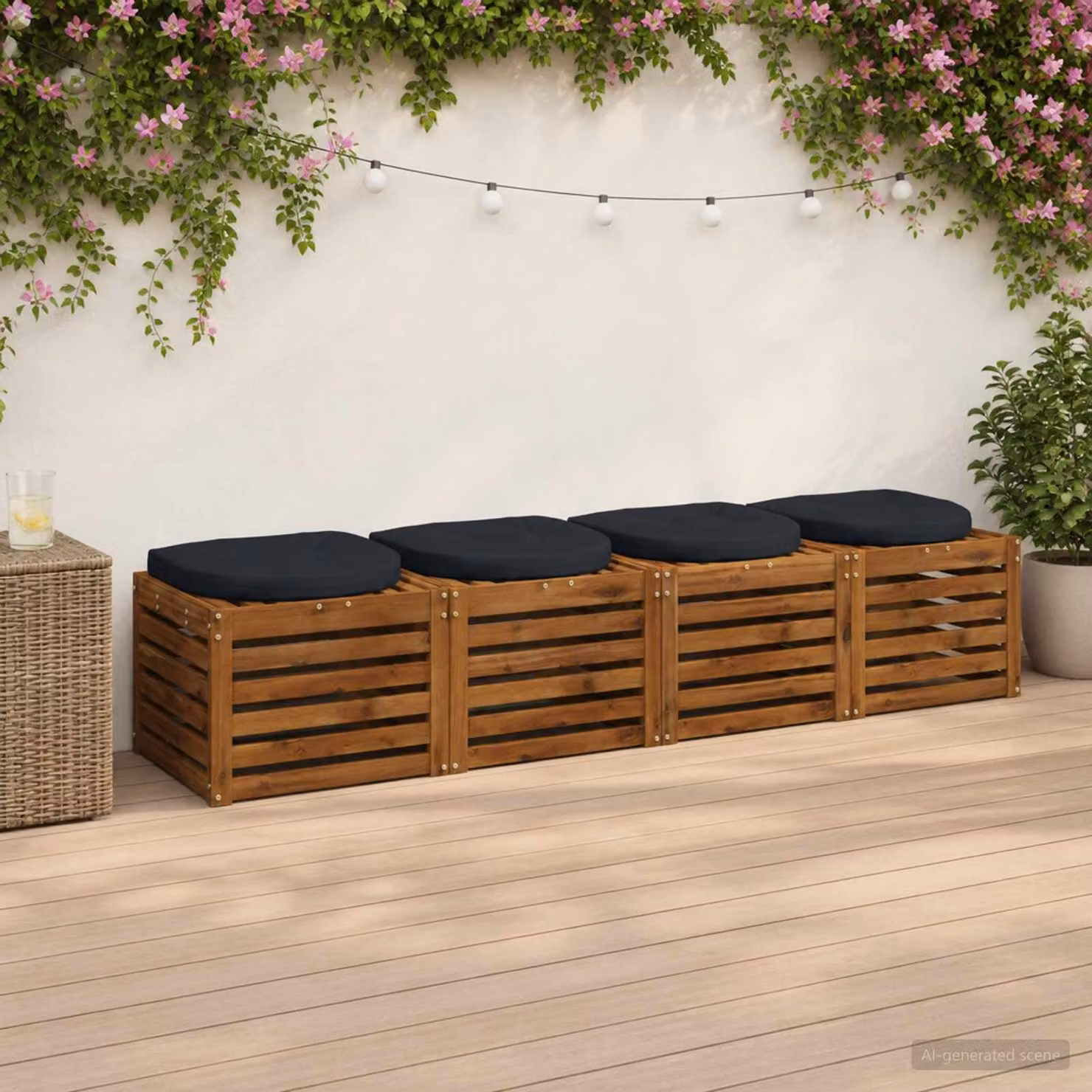 Set di 4 cuscini per sedia vidaXL in poliestere blu scuro con imbottitura in schiuma