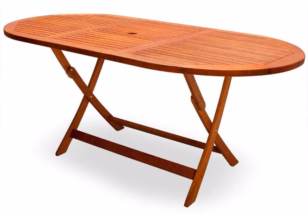 Tavolo da giardino - Tavolo da pranzo - Legno di acacia - 160 x 85 cm - Pieghevole - Con foro per ombrellone