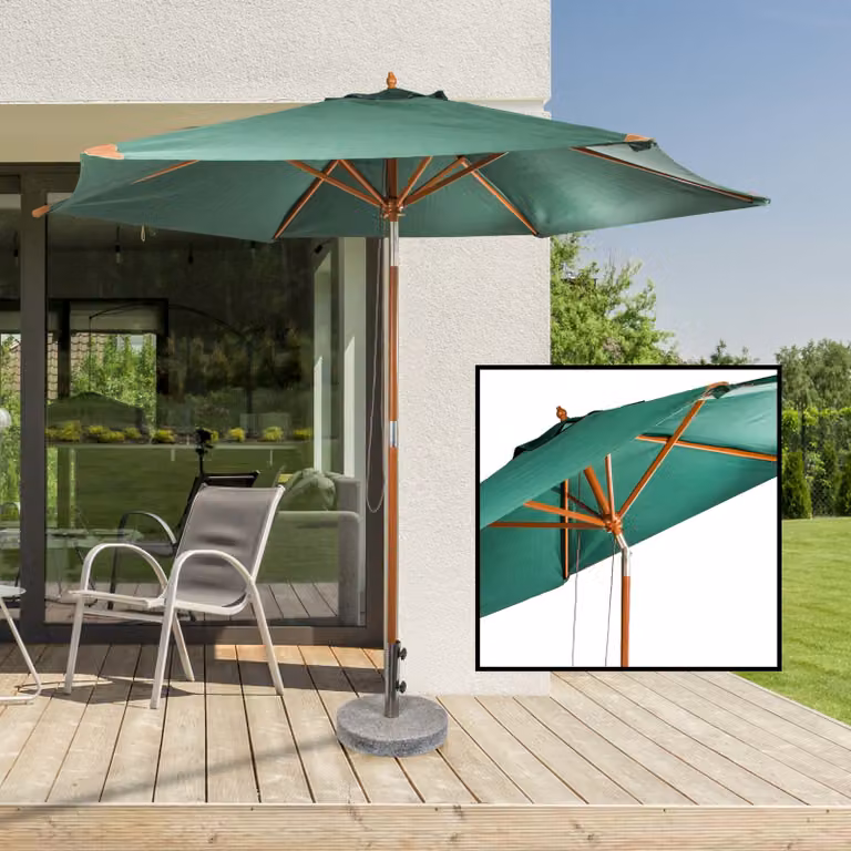 Ombrellone in legno con UV 50+