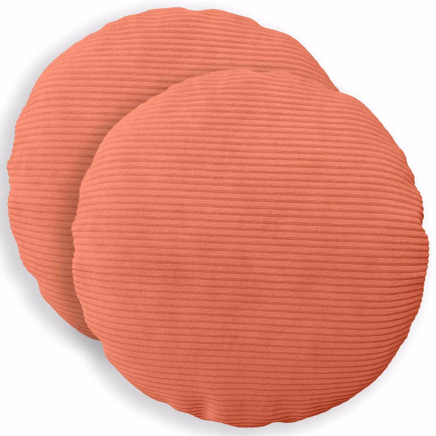 Set di 2 federe rotonde vidaXL HEERLEN in velluto a coste, colore rosso arancio, Ø 50 cm