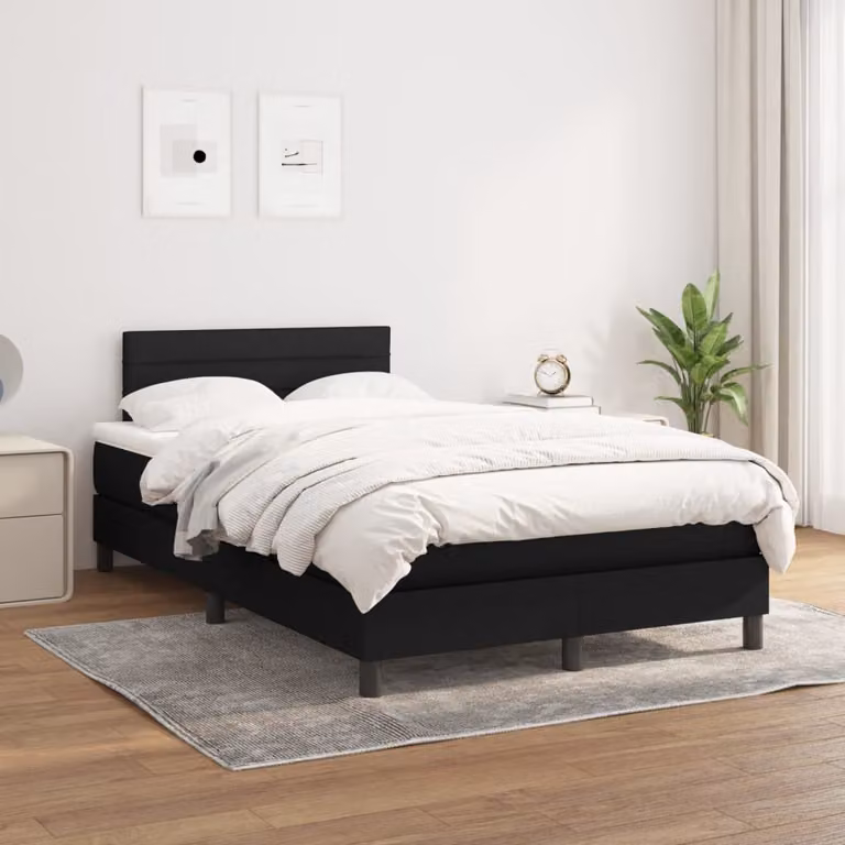 vidaXL Giroletto a Molle Ibrido con Materasso Nero e Bianco L/P/H: 120 x 200 cm