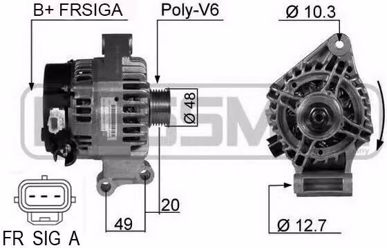 ERA 210357A Alternatore 105 A 14 V per FORD Fiesta Mk5 berlina (JH1, JD1, JH3, JD3), Focus II berlina (DA, HCP, DP) e Focus II station wagon
