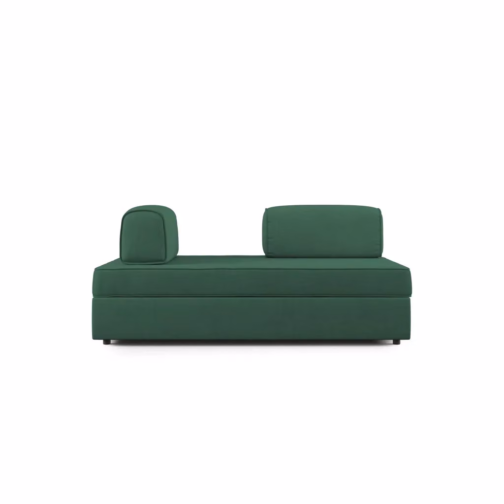 Divano Liberty Divani.Store con pouf estraibile e schienali mobili in tessuto impermeabile verde L: 180 cm – 2