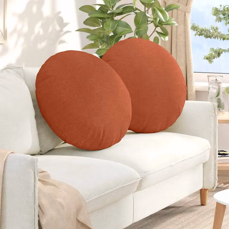 Set di 2 cuscini per seduta quadrati vidaXL in tessuto a coste rosso arancio L 60 x P 60 x H 6 cm