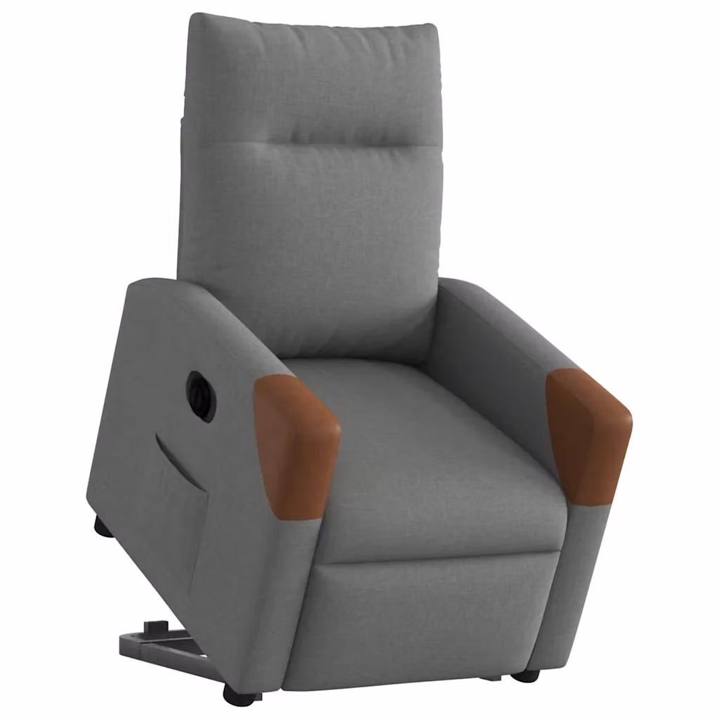 Poltrona Alzapersona Reclinabile Elettrica vidaXL in Tessuto Grigio e Marrone con Supporto Motorizzato per Senior – 2