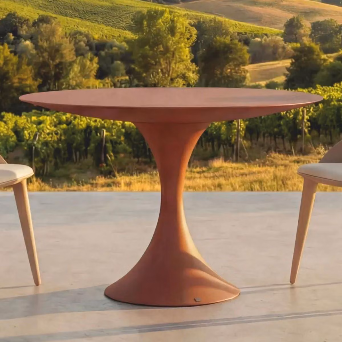Casa Padrino Tavolo da pranzo da giardino marrone opaco, Ø 120 cm - Mobili da giardino