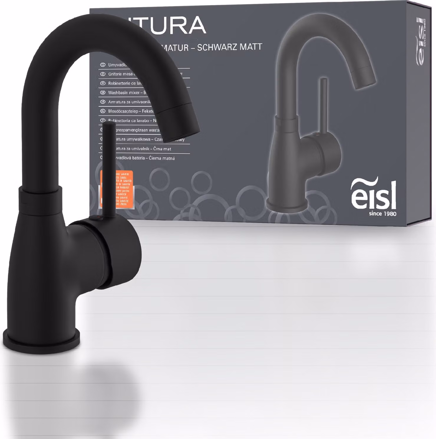 SCHÜTTE FUTURA rubinetto lavabo, rubinetto bagno con funzione di risparmio energetico, rubinetto lavabo in colore nero opaco