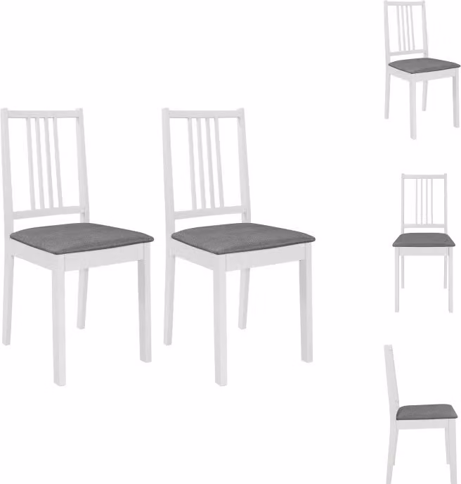 vidaXL Sedie da pranzo con imbottitura 2 pz. Legno massiccio bianco - Sedie da pranzo