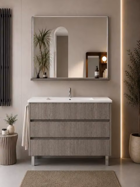 Mobile bagno con lavabo ORIGENBATH IMPERIA senza specchio 60x35 cm rovere smoky