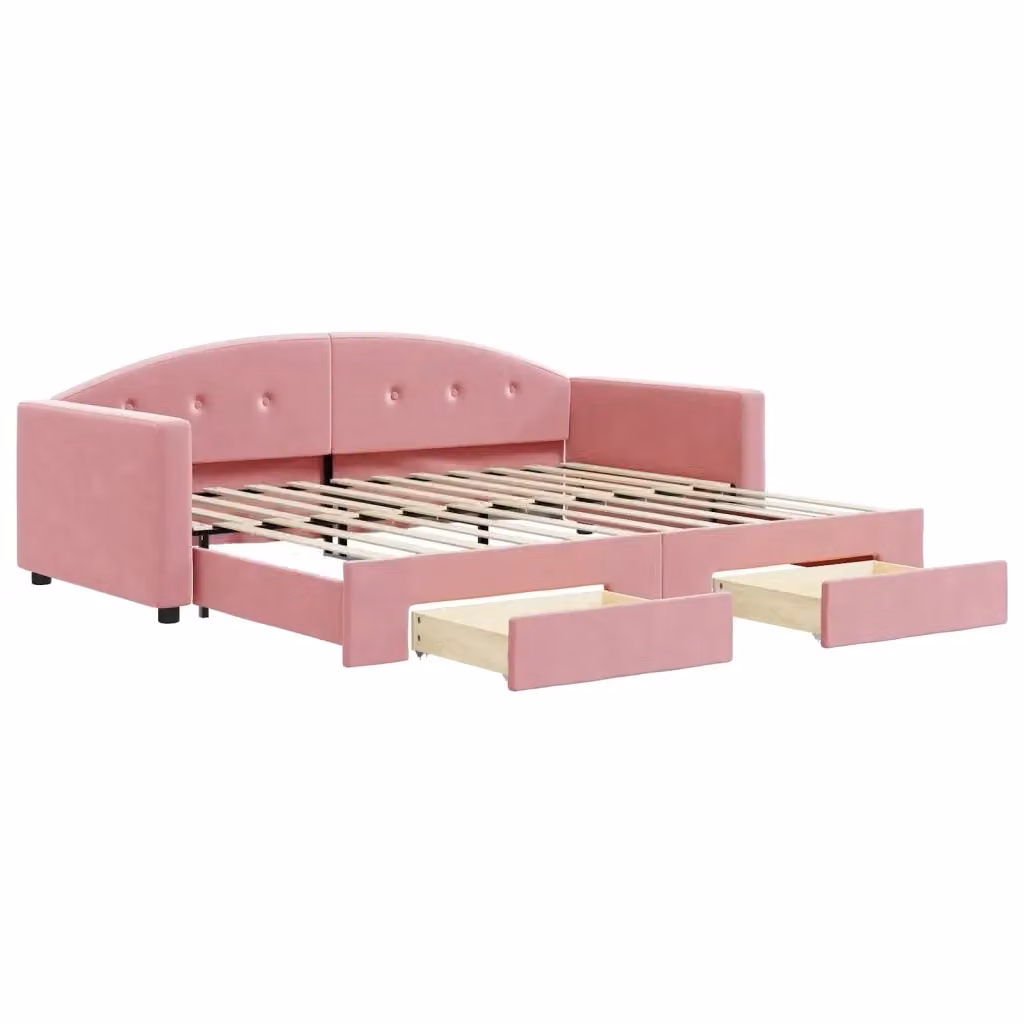 Divano Letto Moderno vidaXL in Velluto Rosa per Soggiorno e Camera da Letto – 2