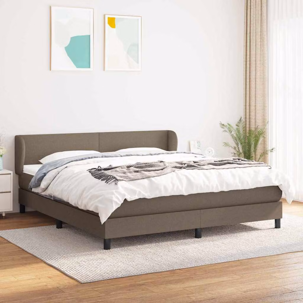 vidaXL Giroletto a Molle con Materasso Ibrido in Tessuto Tortora L/P/H: 160 x 200 cm