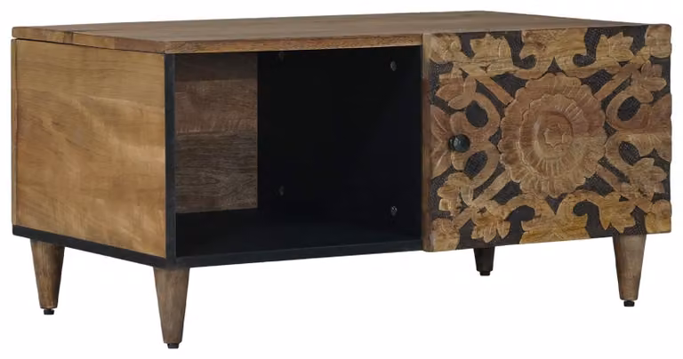 Maison Exclusive - Tavolino da caffè marrone, 80 x 50 x 40 cm, in legno massello di mango