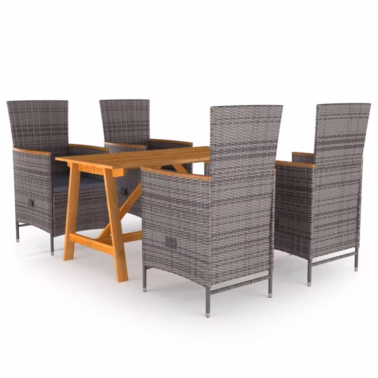 vidaXL set da pranzo da giardino 5 pezzi grigio