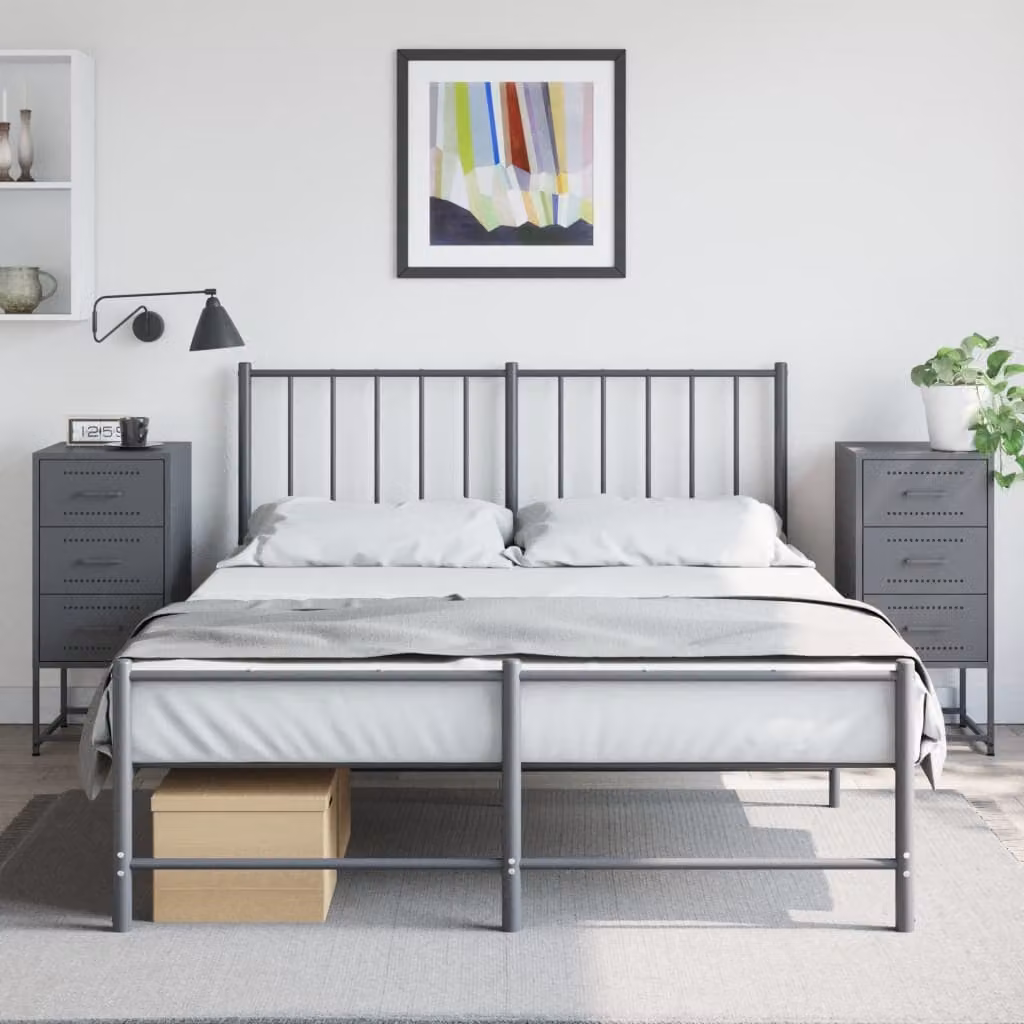 Set di 2 comodini vidaXL in metallo stile industriale, colore antracite, L 36 cm x P 39 cm x H 78 cm