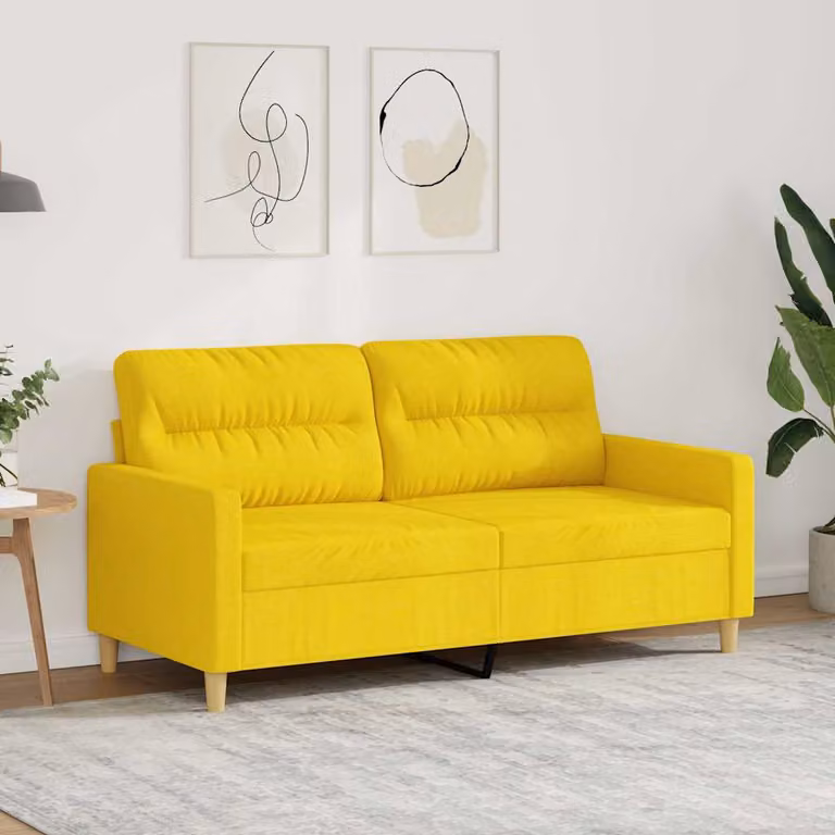 vidaXL Divano a 2 Posti Moderno in Tessuto Giallo con Struttura in Metallo