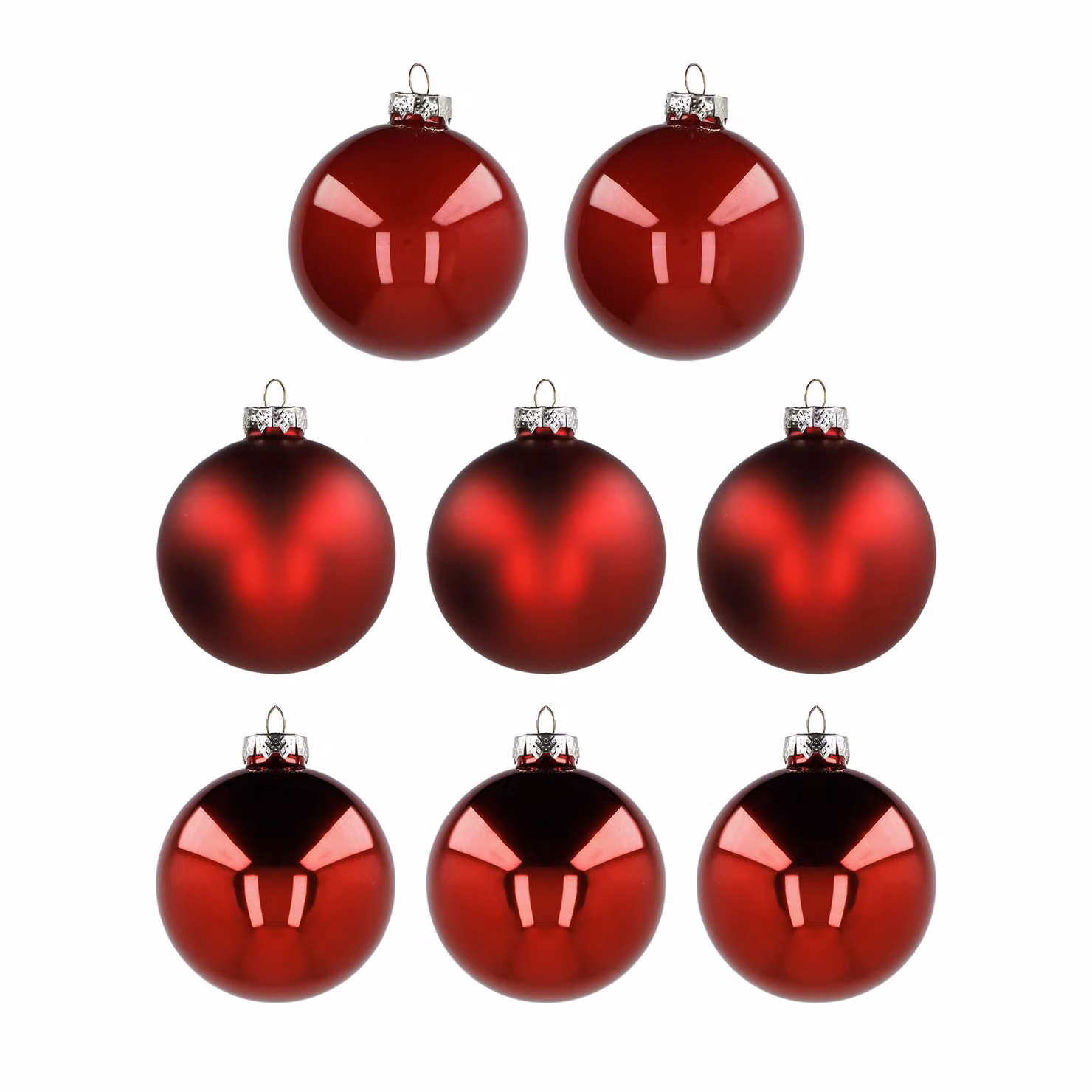 Set di 8 palline di Natale VESTIAMO CASA in vetro soffiato rosse e argento, diametro: 8 cm – 1