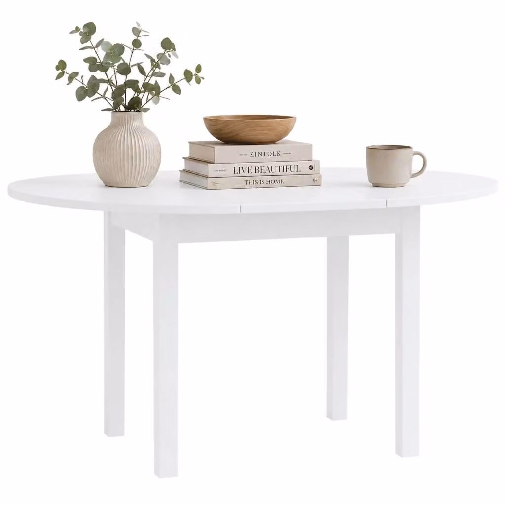 DMORA Tavolo Rotondo Allungabile Moderno Bianco per 6 Persone L/P/H: 100 x 80 x 76 cm – 2