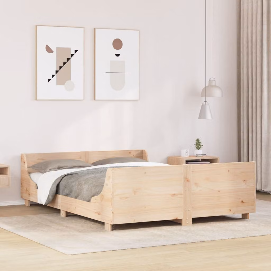 Letto senza materasso vidaXL in legno massello di pino marrone L: 140 cm, P: 190 cm