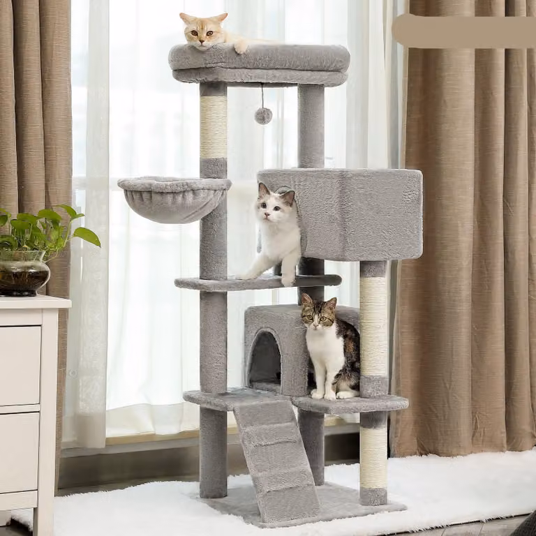 Albero per gatti - Struttura a più piani - Tiragraffi - con casetta - cuccia - sisal - palline giocattolo