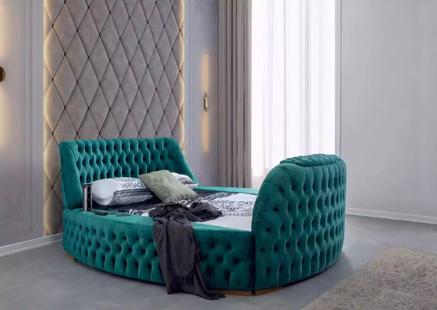 Chesterfield Bett Möbel Doppelbetten Grünes Rund Betten Luxus Hotel mit Lift