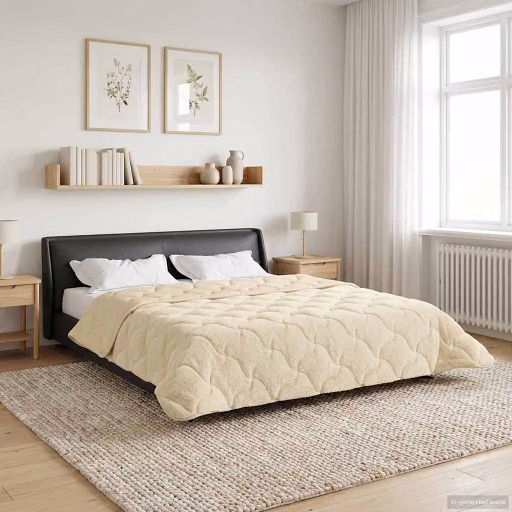 Piumone Completo Annuale Trapuntato vidaXL in Microfibra Reversibile Beige L 240 x P 260 cm
