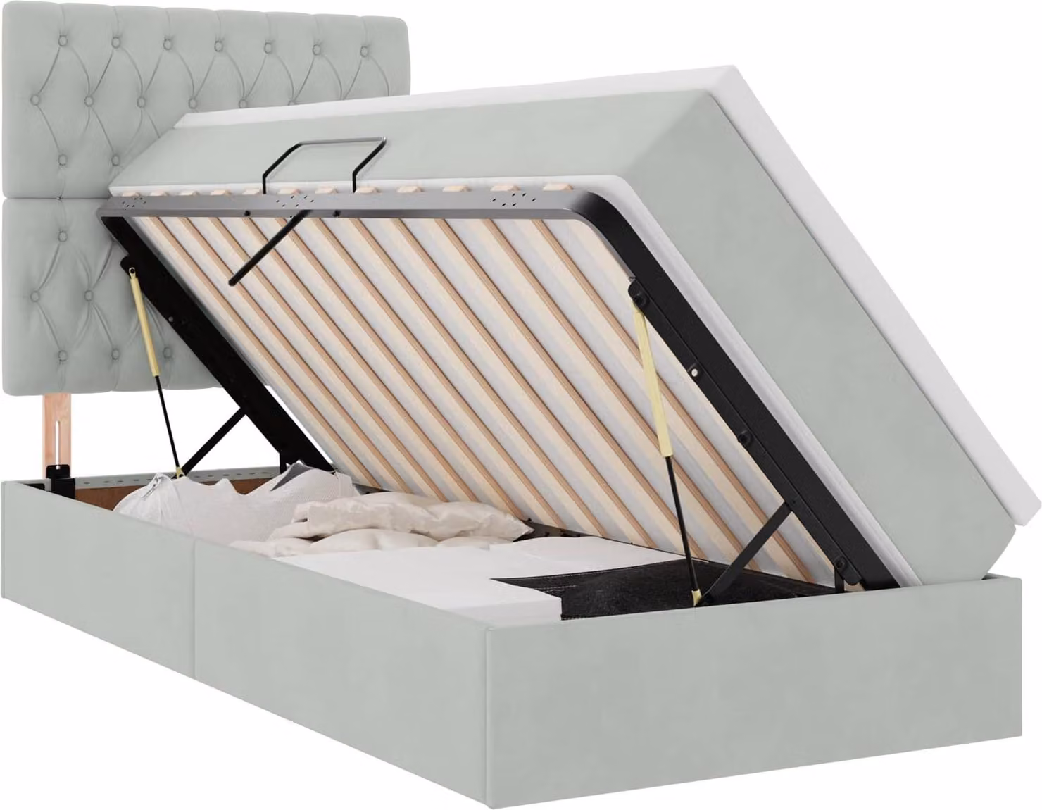 Letto con contenitore LED e materasso Grigio Chiaro 90 x 200 cm
