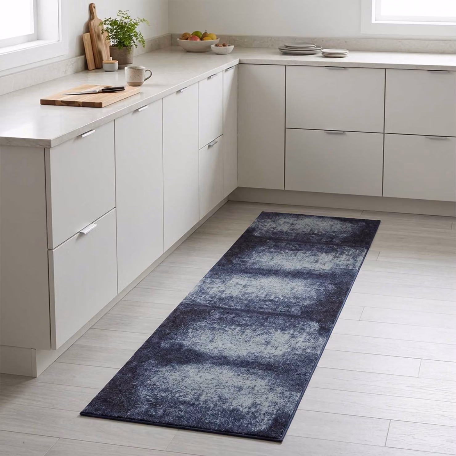 vidaXL Tappeto da Cucina Blu Moderno in Poliammide, Lavabile e Antiscivolo, L 300 x P 60 cm