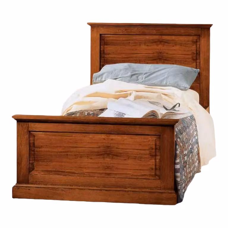 Letto singolo classico in legno di pino color noce Mobili 2G L/P/H: 103 x 209 x 110 cm