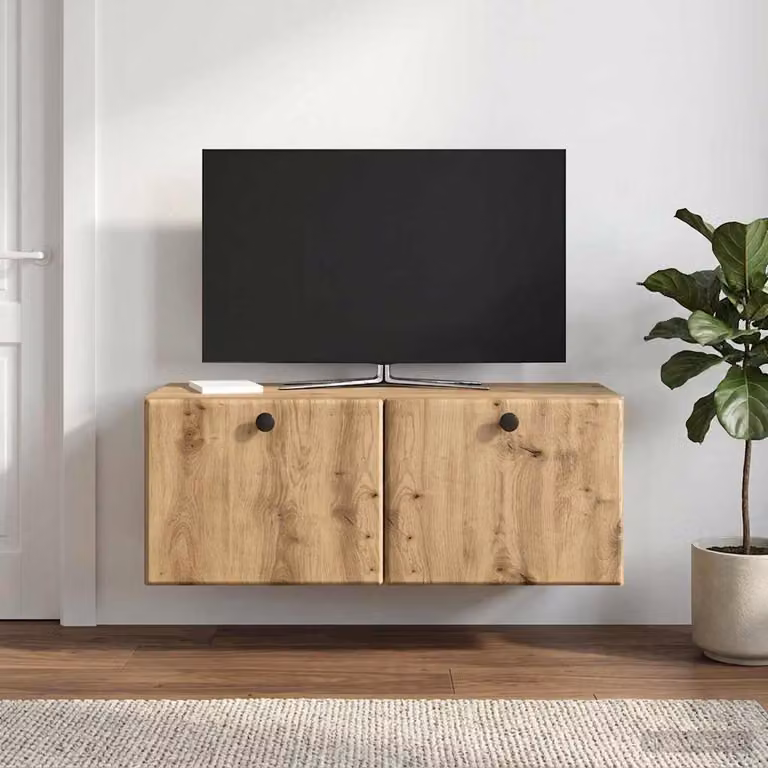 Mobile Porta TV da Muro vidaXL in Rovere Artigianale, Marrone, L: 78,5 cm, P: 31 cm, H: 30 cm