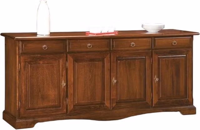 Madia credenza in stile arte povera in legno tinta noce Mobili 2G L/P/H: 205 x 42 x 85 cm
