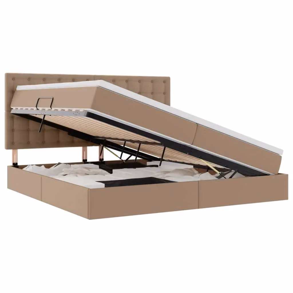 Letto con contenitore e illuminazione LED vidaXL, colore beige, L/P/H: 200 x 200 x 128 cm – 2