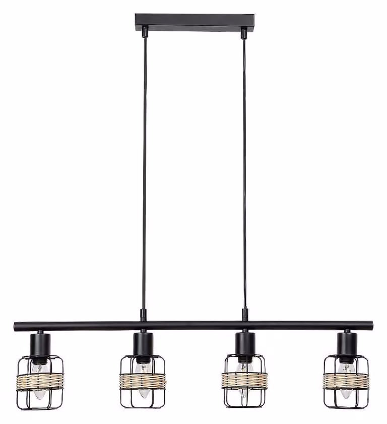Rabalux 5284 Lampada a sospensione 4 spot Indiana, E14, nero, rotonda, industriale, ø95mm