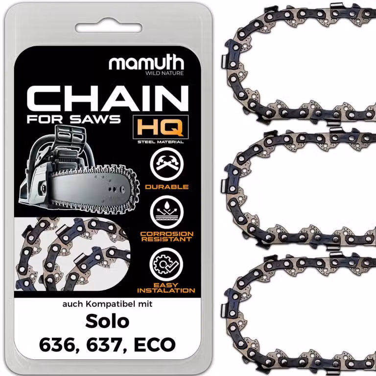 3 catene per motosega, lunghezza 40 cm, passo 1,3 mm, larghezza 3/8", modello 57 TG, compatibili con motoseghe Solo 636, 637, ECO