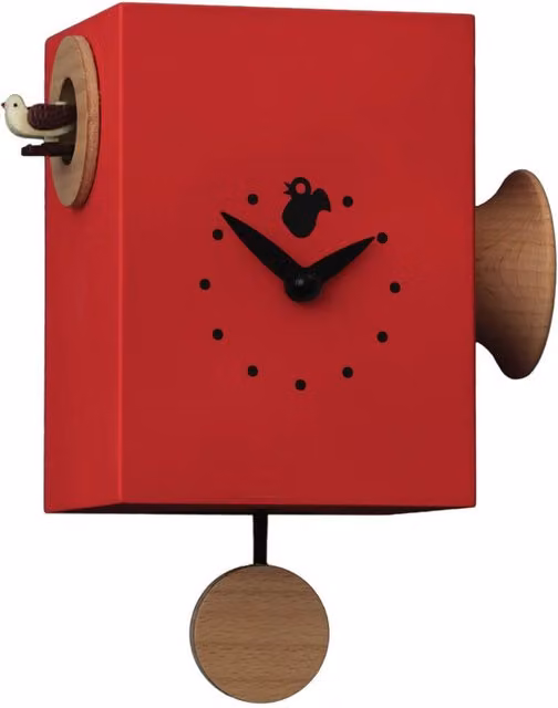Orologio a Cucù da Parete 15X16X11Cm Pirondini Italia Trombettino Rosso