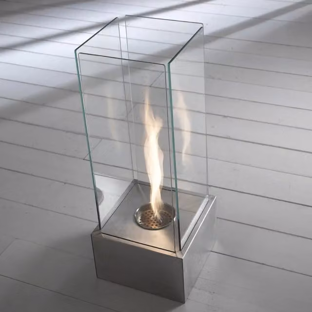 Glow, Caminetto al bioetanolo Grigio groffato (25cm X 25cm H. 65cm) | Duzzle