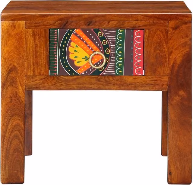 Set di 2 comodini vidaXL in legno massello di acacia multicolore L/P/H: 40 x 40 x 36 cm
