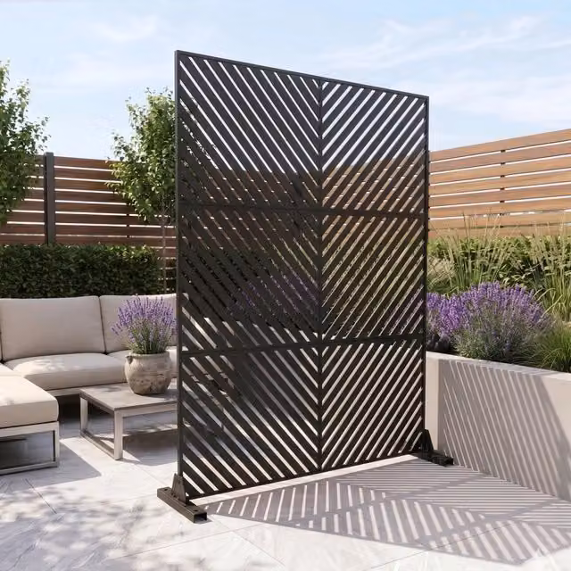 Pannello Divisorio Kekan casa.pro con Struttura Decorativa in Acciaio Galvanizzato, Nero, L: 120 cm, H: 180 cm – 1