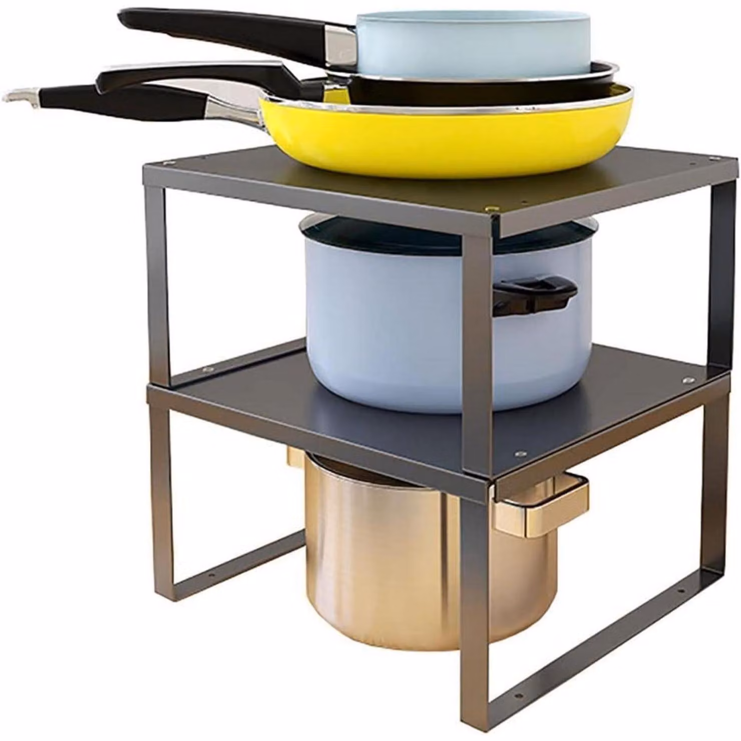 Scaffale impilabile in acciaio inossidabile per armadi, organizer da cucina, confezione da 2 pezzi, dimensioni: 30x28x15 cm