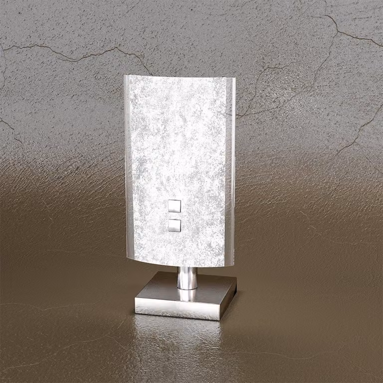 Abatjour Contemporaneo Shadow Metallo Bianco Vetro Foglia Argento 1 Luce G9