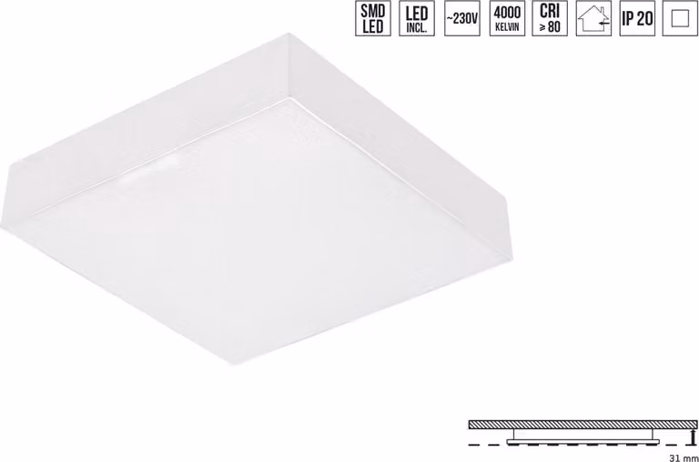 Plafoniera LED CANTO 10W, 4000K, bianco L: 125, L: 31, H: 125