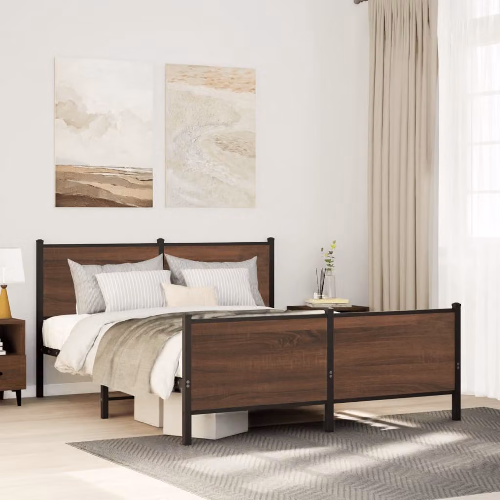 vidaXL Giroletto in Metallo e Rovere Marrone L/P: 150 x 200 cm – 1