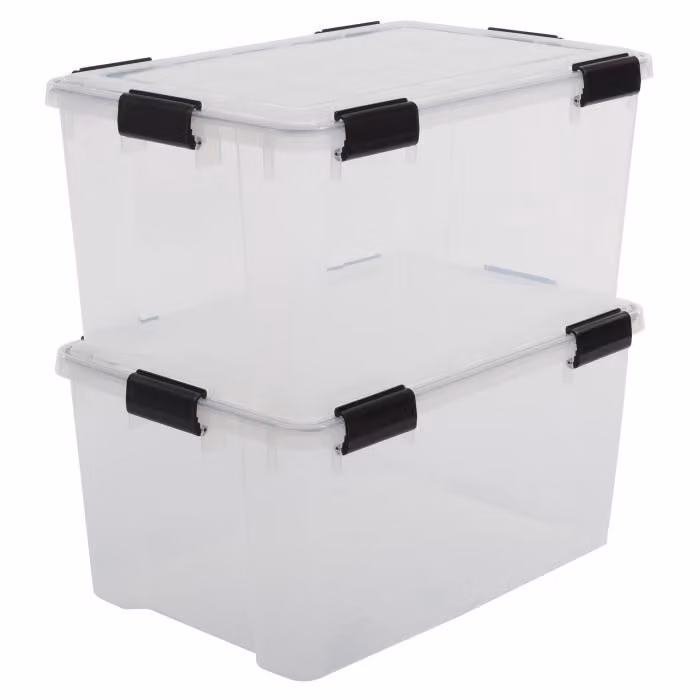 IRIS OHYAMA 2 scatole AT-L ermetiche - plastica - 50 L - 59 x 39 x 29 cm - trasparente e nero