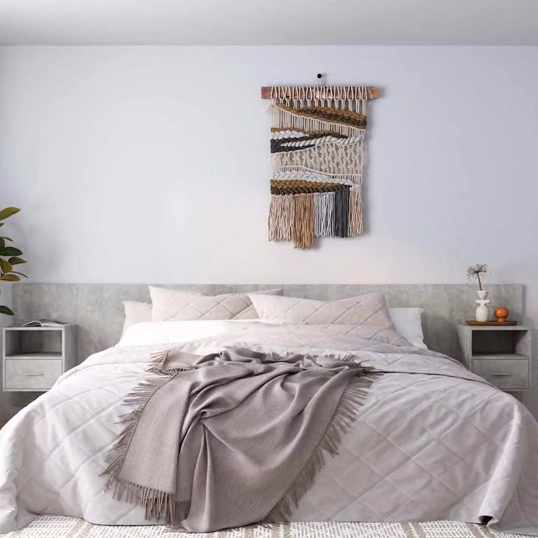 vidaXL Testiera Letto con Comodini Integrati in Legno Multistrato Grigio L: 240 cm, H: 80 cm, P: 80 cm