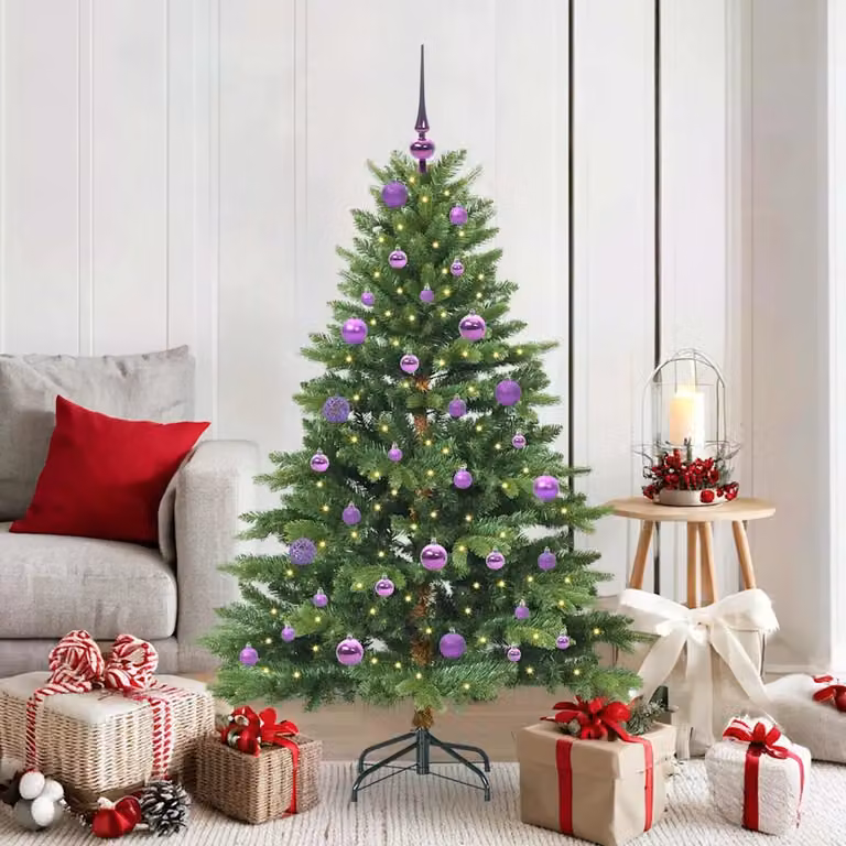 Albero di Natale artificiale vidaXL verde con 150 LED luce bianca calda in PE e PVC, Altezza: 150 cm